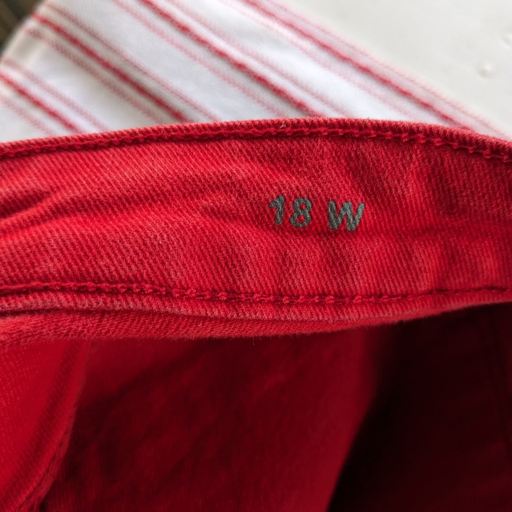 J. C.P. Skinny Super Soft Premium Denim Jeans 18 Red Mid Rise - Picture 2 of 4